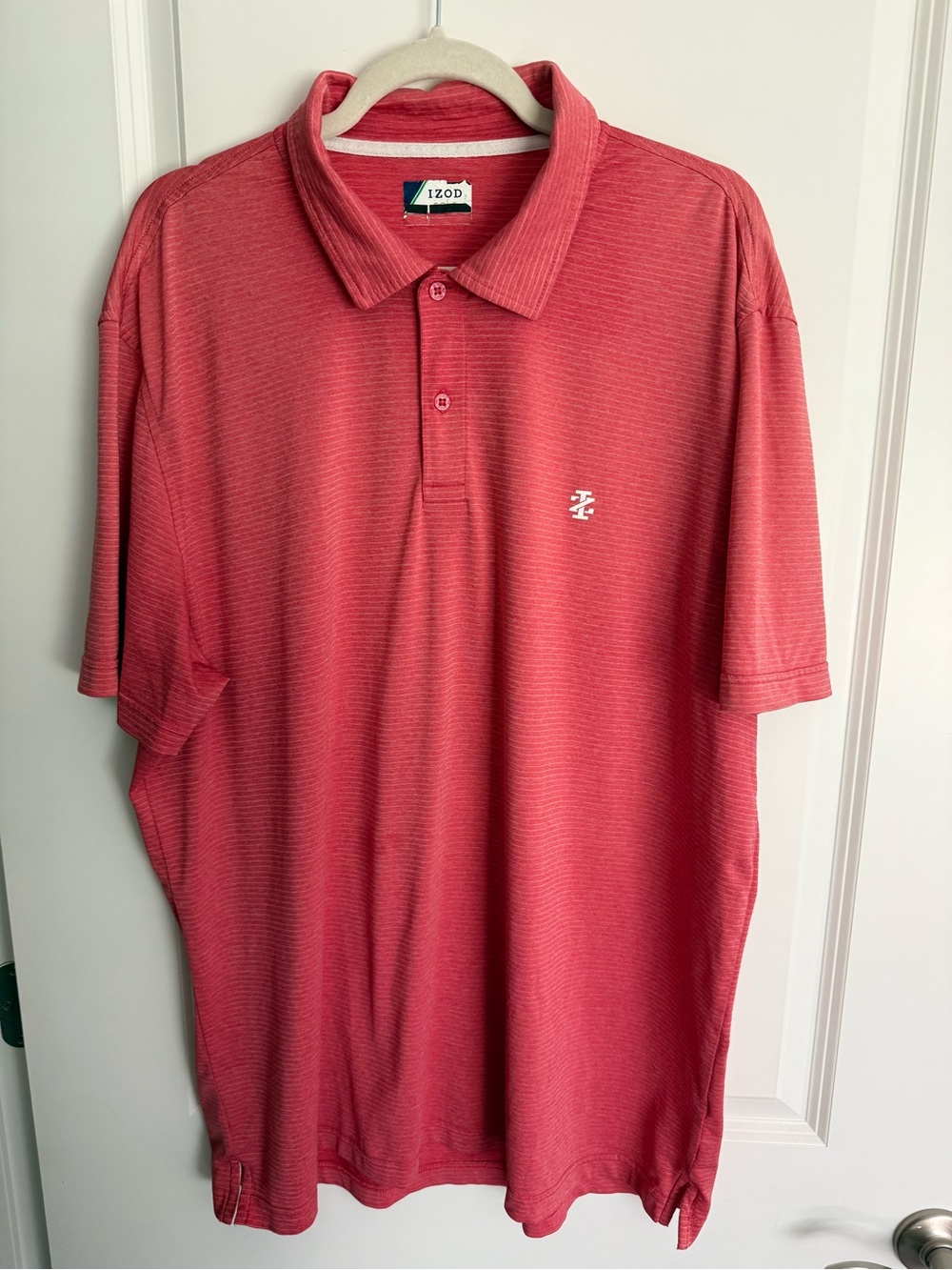 Izod Men's Coral-Red Short Sleeve Polo